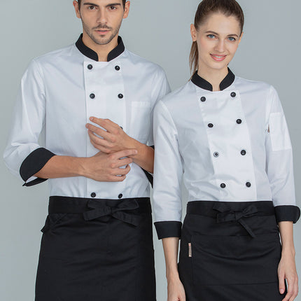 Tesmei Chef Work Clothes Long-Sleeved Western Restaurant Baking Restaurant Kitchen Manufacturer Wholesale Kitchen Clothes Moisture-Wicking and Sweat-Wicking