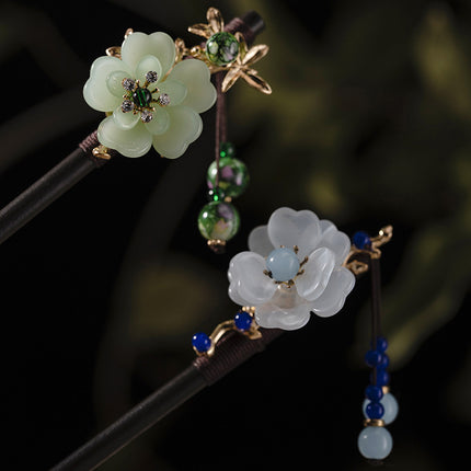 Antique Hairpin Tassel Step Wooden Hairpin Imitation Ebony Headwear Disc Hair Han Clothes Accessories Hair-pulled Ancient Clothes Hair Women