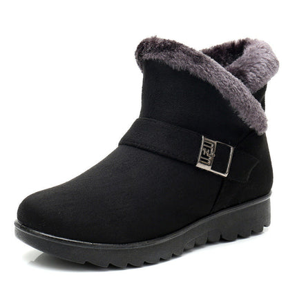 Winter Slip-On Fleece-Lined Cotton Shoes, Warm Shoes for Mothers, Non-Slip Thickened Cotton Shoes for Middle-Aged and Elderly, Flat Non-Slip Granny Shoes