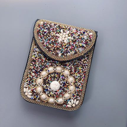 Bohemian Women's Mobile Phone Bag Xinjiang Inner Mongolia Yunnan Tourist Souvenirs Retro Heavy Industry Rice Bead Shoulder Bag