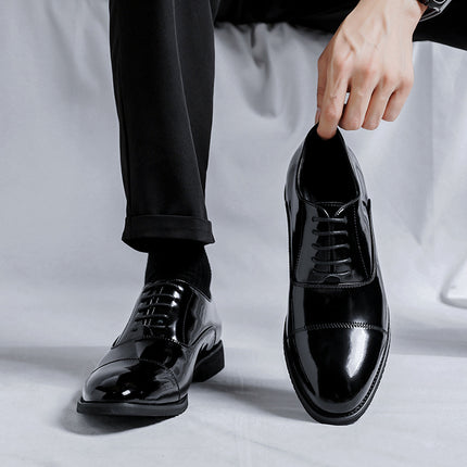 Korean Style Triple Joint Black Soft Face Wedding Shoes for Groom 2023 Summer New Youth Dress Business Suit Leather Shoes