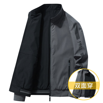 Double-sided men's jacket spring and autumn casual jacket men's foreign trade new cotton-padded jacket two-side quilted baseball uniform men