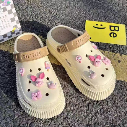 Girls Cartoon Cave Shoes with Removable Outer Pad All-Match Non-Slip Fashionable Heightened Harajuku Style Sandals
