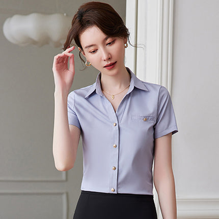 Short-sleeved professional shirt summer hotel front desk work clothes civil servant interview formal dress women's shirt suit tooling