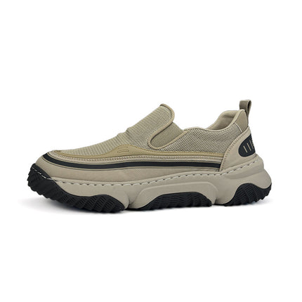 Summer Men's Shoes Breathable Mesh Lazy Slip-on Thick-soled Lightweight Trendy All-match Wide-head Men's Casual Shoes