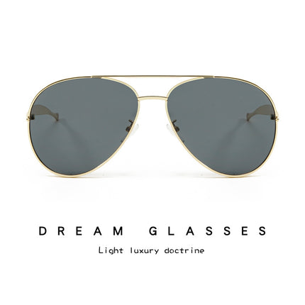 New Metal Double Beam Sunglasses Men's Fashion Advanced Pilot Goggles Driving Anti-UV Glasses