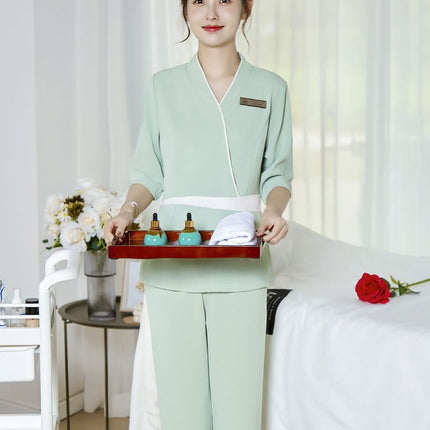 High-end Beauty Salon Beautician Work Clothes suit Women's Autumn and Winter Thickened Foot Therapy Ear Head Therapy Shop Massage Technician Clothes