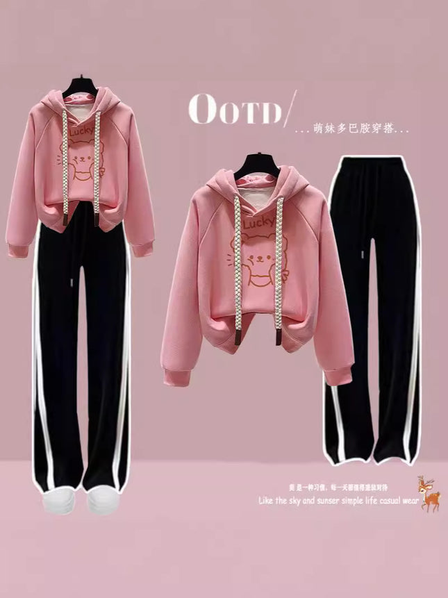 Junior high school students autumn suit 2024 spring and autumn new fashionable girl sweater girl sports two-piece set
