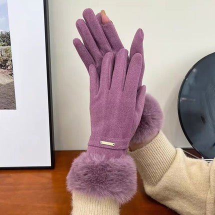 Women's Warm Gloves, German Velvet, Windproof and Cold-Proof, Touch Screen Cycling and Driving, Velvet and Thickened Outdoor Travel Winter Gloves