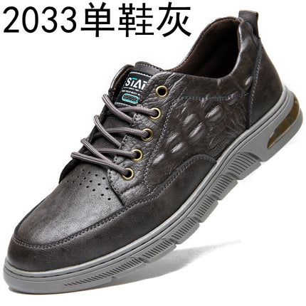 Autumn 2023 New Black Men's Business Casual Leather Shoes Men's Korean Style Youth Board Shoes Lace Breathable Men's Shoes