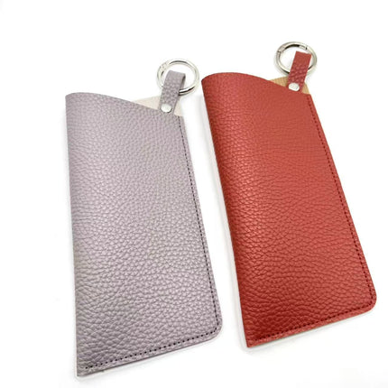 Pu Japanese and Korean Open Glasses Cosmetics Bag Genuine Leather Sunglasses Case Fashionable Unisex Myopia Glasses Portable Bag