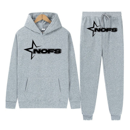 Y2K New Long Sleeve Noes Hoodie Suit Sweatshirt Two-Piece Punk Band Rock Clothing Streetwear