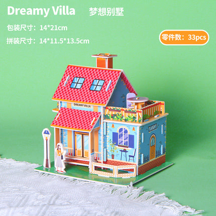 Paper 3D Stereo Puzzle Education School Model DIY Handmade Kidsren's Educational Toys Girls Kindergarten Wholesale
