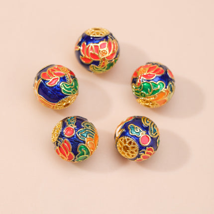 Cloisonné Oil-Dropping Cut Out Auspicious Cloud Lotus Bead Accessories Oil-Dropping Copper DIY Handmade Bracelet Necklace Jewelry Accessories