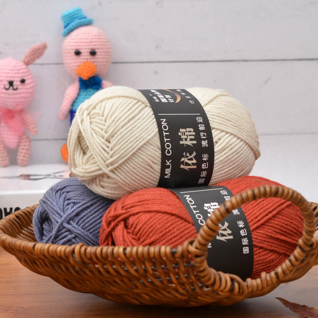 Yimian Four-Strand Milk Cotton Medium-Thick Yarn Ball Crochet Shoes Doll Sweater Knitting DIY Material Kit Combed Cotton Thread