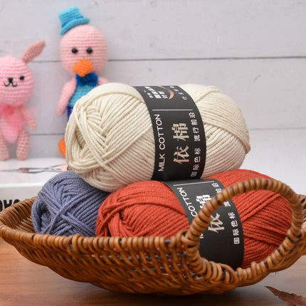 Yimian Four-Strand Milk Cotton Medium-Thick Yarn Ball Crochet Shoes Doll Sweater Knitting DIY Material Kit Combed Cotton Thread
