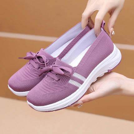 Shoes for Women Spring & Fall New Cloth Shoes Women's Flats Breathable Shallow Mouth Flats Casual Shoes Soft Sole Non-Slip Mother's Walking Shoes