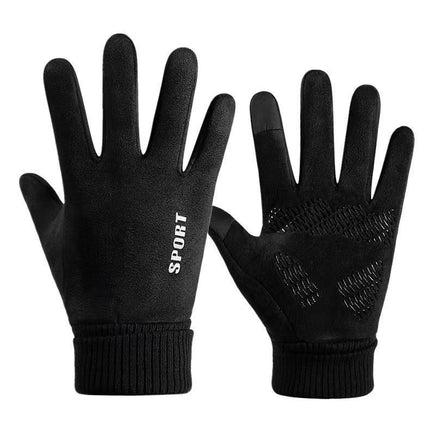 Winter Suede Gloves for Men's Outdoor Cycling and Cycling Fleece-Lined to Heattech and Comfortable Student Korean Style Windproof Touch Screen Gloves