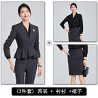 Gray suit + shirt + skirt / S