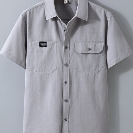 1515 High-end Sense Japanese Style Short-sleeved Shirt Men's Summer New Loose plus size Workwear Shirt Puffy Handsome Lapel Top