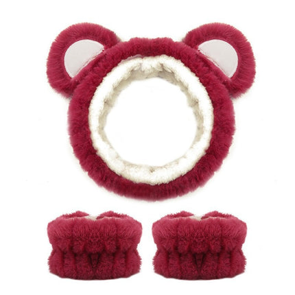 Amazon Plush Headband Wristband Set Face Washing Absorbent Headband Cartoon Cute Waterproof Hairband Wholesale