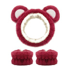 Bear dark red 1 headband/2 wristbands