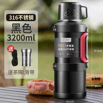 316 stainless steel outdoor thermos cup large capacity thermos pot with handle travel pot car sports double-layer water bottle