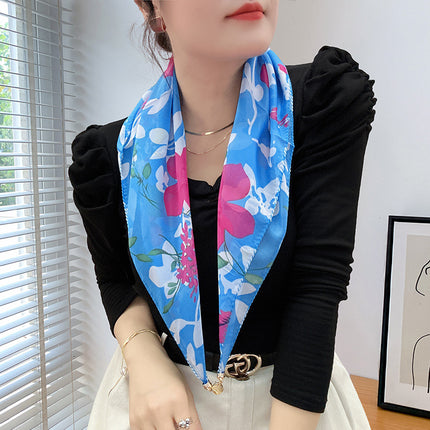 Magnetic buckle summer chiffon breathable sunscreen small square scarf neck scarf women's 2024 new all-match spring and autumn turban
