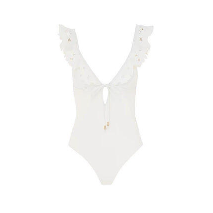 Conservative Ruffled One-Piece Swimsuit for Women, New Style, Tummy-Concealing, Slimming, Suitable for Hot Spring Vacation Swimming