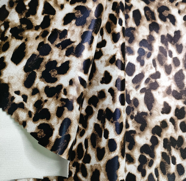 Pu Leopard Print Leather Fabric Anime DIY Imitation Cotton Velvet Base Printed Crafts Home Furniture Artificial Leather Bags