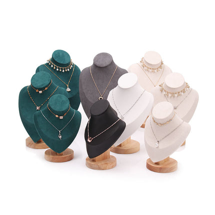 Factory Solid Wood Necklace Display Stand Bracelet Pendant Jewelry Display Rack Figure Model Neck Counter Display Props