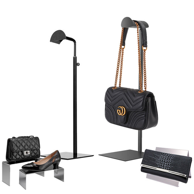 Simple Stainless Steel Hanging Bag Display Rack Counter Bag Display Hanger Leather Store Floor High and Low Support Bag Rack