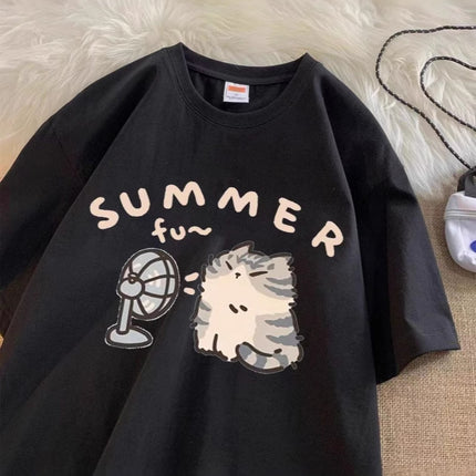 Cartoon Short-sleeved T-shirt 2025 New oversize Design Sense Niche American Loose All-match Half-sleeved Top ins