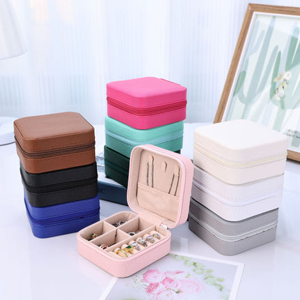 Qingyu Packaging PU Leather Portable Jewelry Box Mini Jewelry Zipper Bag Medium Palm Jewelry Box Ear Storage Box