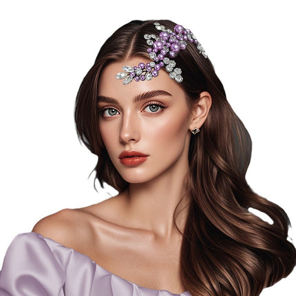 Yixing Elegant Fashion Pearl Hair Comb Fairy Purple Hair Rhinestone Headwear Bridal Wedding Accessories Comb A271