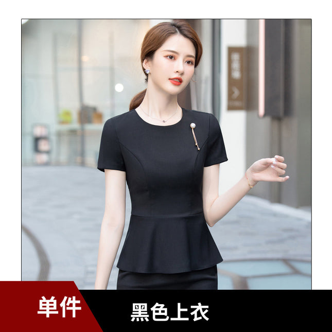 Professional suit Female Summer Fashion Goddess Fan Suit Forearance Hotel Front Desk Tooling Sales Office Jewelry Store Overalls