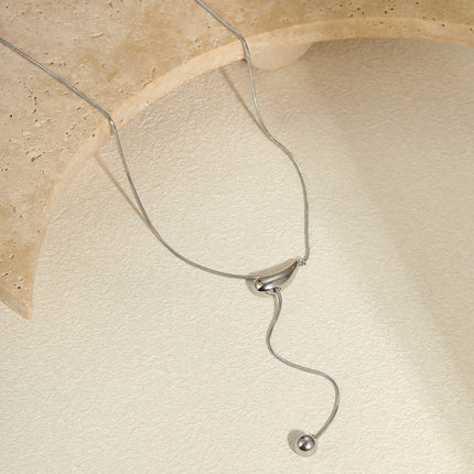 Cross-Border Titanium Steel Snake Bone Chain Non-Fading Stainless Steel Necklace Plated with 18K Gold Light Luxury Design Long Y-Shaped Chain Wholesale