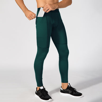 Men's Zipper Pocket Fitness Trousers PRO Sports Running Training Sports Sweat-wicking Basketball Quick-drying High Elastic Tight Pants