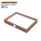 Walnut jewelry box white leather earring box