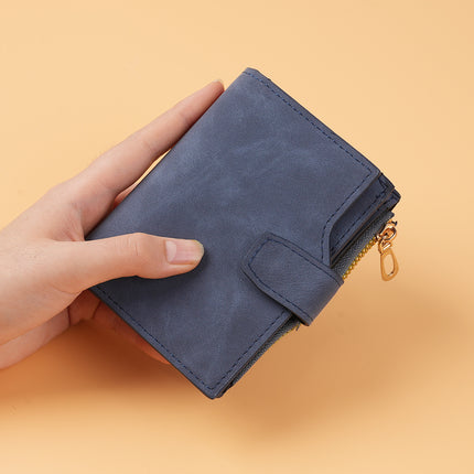 New Women's Wallet Short Zipper Wallet Korean Version Versatile Coin Purse Multi-Card Slot Buckle Card Holder Factory Direct Supply