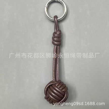 Car Keychain Bag Couple Exquisite Gift Soft Sheepskin Handmade Woven Tennis Ball Monkey Fist Hanging Bag
