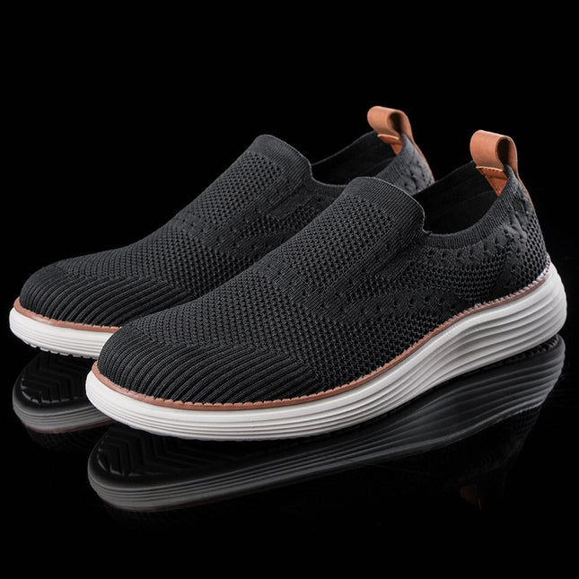 Cross-Border Large Size 2025 Summer New Slip-On Lightweight Fly-Knit Casual Sports Shoes Men's Running Shoes Sneakers