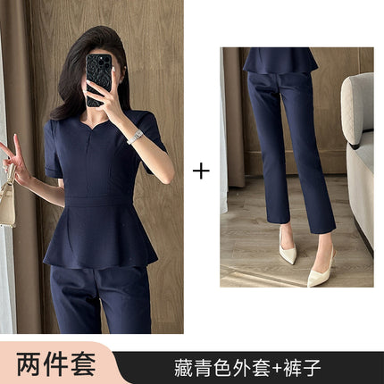 Summer Business Wear Short-sleeved Suit suit Women's Dress Slim-fit Temperament Hotel Front Desk Sales Department Jewelry Store Work Clothes