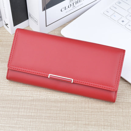 New Wallet Women's Long Multi-Card Wallet Soft Wallet Fashionable Simple Three-Folding Large Capacity Clutch Card