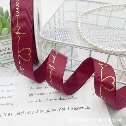 2.5cm Gold-Stamped Popular Style Direct from Manufacturer, Flower Packaging Handmade DIY Ribbon, Baking Packaging Ribbon Wholesale