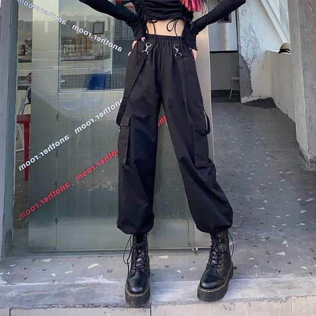 Thin Leggings Cargo Pants for Women 2024 Spring, Autumn and Summer New Two-wear Black Loose Straight Slim Casual Pants