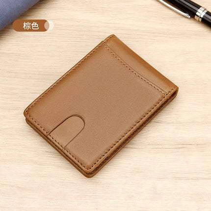 in stock foreign trade rfid gold clip card bag minimalist men's retro wallet cross-border crazy horse leather pull wallet