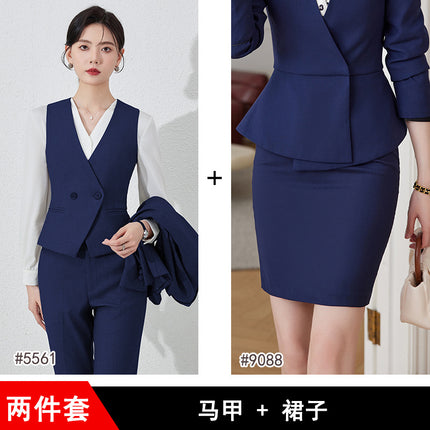New Elegant Vest Pants Shirt suit Slim-fit Formalwear Fashion Commuting Light Luxury Professional Executive Front Desk Tooling