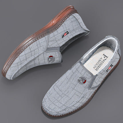 Old Beijing Cloth Shoes Men's Tbottomon Sole Casual Fashion Versatile Canvas Shoes Korean Style Daily Soft Sole Middle-Aged and Elderly Men's Sneakers