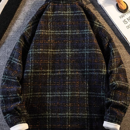 American retro plaid shirt men's spring and autumn loose casual jacket ruffian handsome coat home figure# XXF025